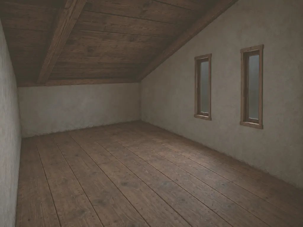 Imagen ilustrativa de un altillo con techo de madera; no es una foto de esta casa